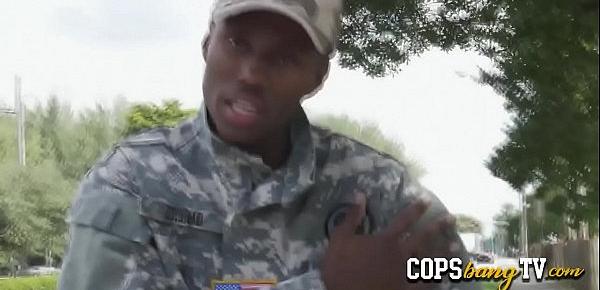  Hardcore blowjob in jail for a fake black soldier with a huge cock!